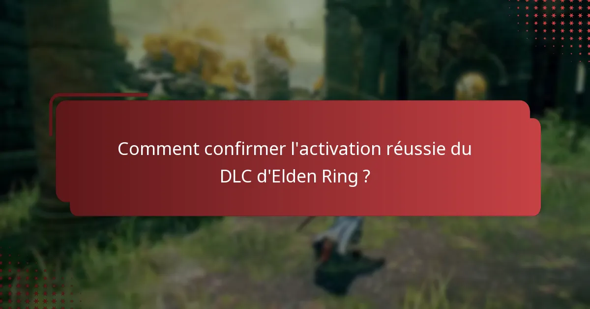 Comment confirmer l’activation réussie du DLC d’Elden Ring ?